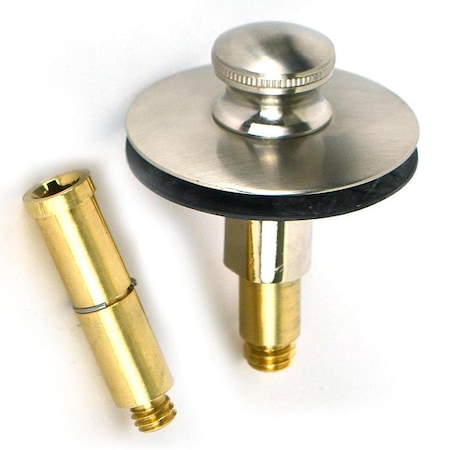 Push Pull Bath Stopper W-3/8 In. To 5/16 In. P, Adapter, Brushed Nickel